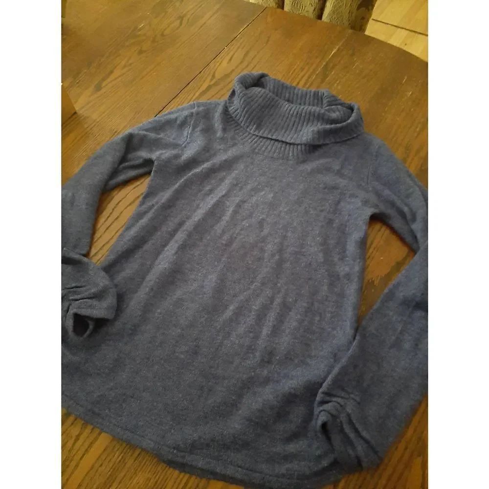 Large Maurices Blue Long Sleeve Cowl Neck Soft Pullover Sweater Ruched Sides